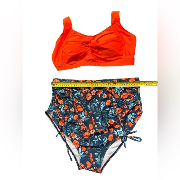 HANNA NIKOLE plus size 18W retro floral high waist high waist bottom bikini top - Picture 4 of 5